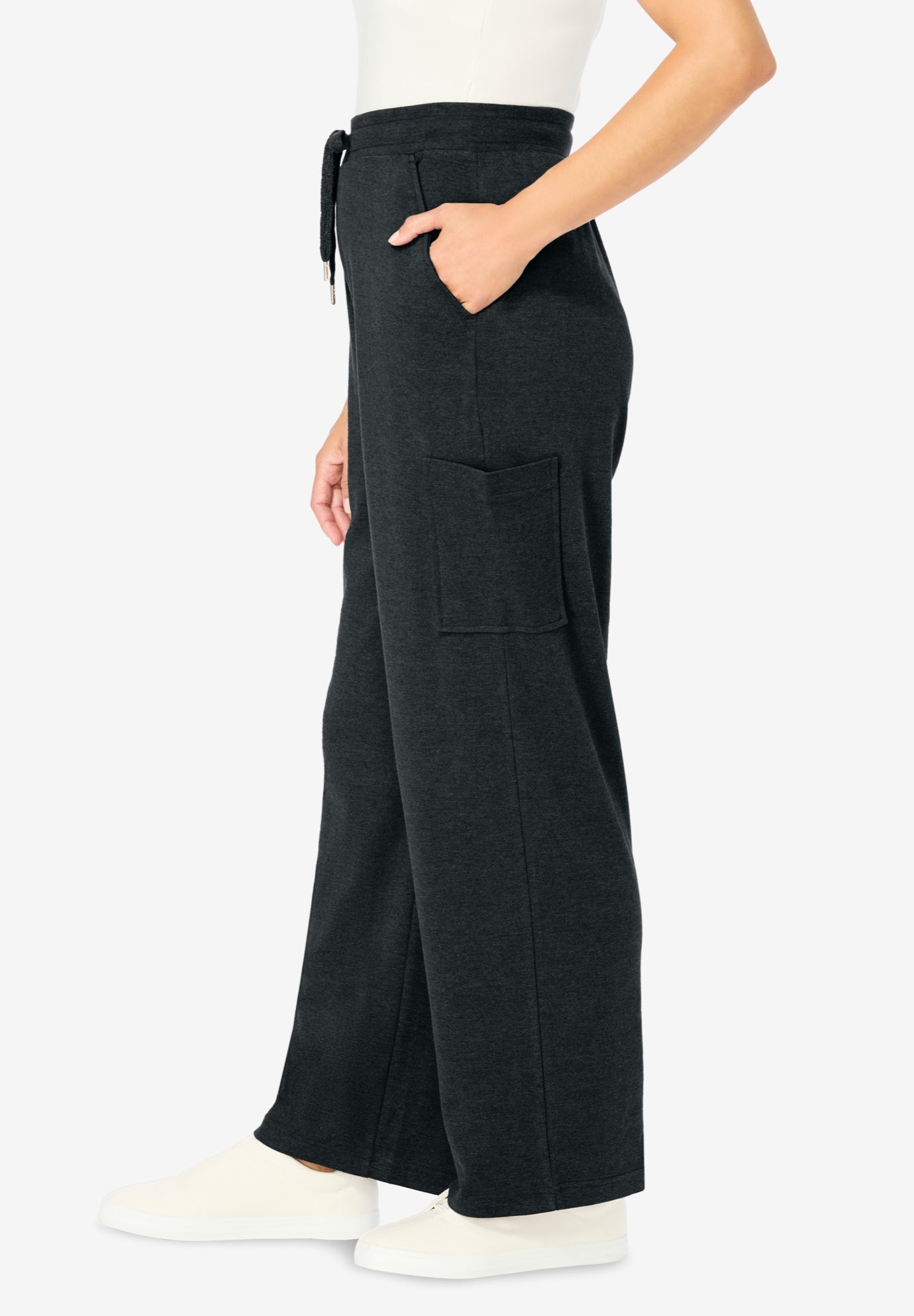 Knit Pull-On Drawstring Cargo Pants image number 2