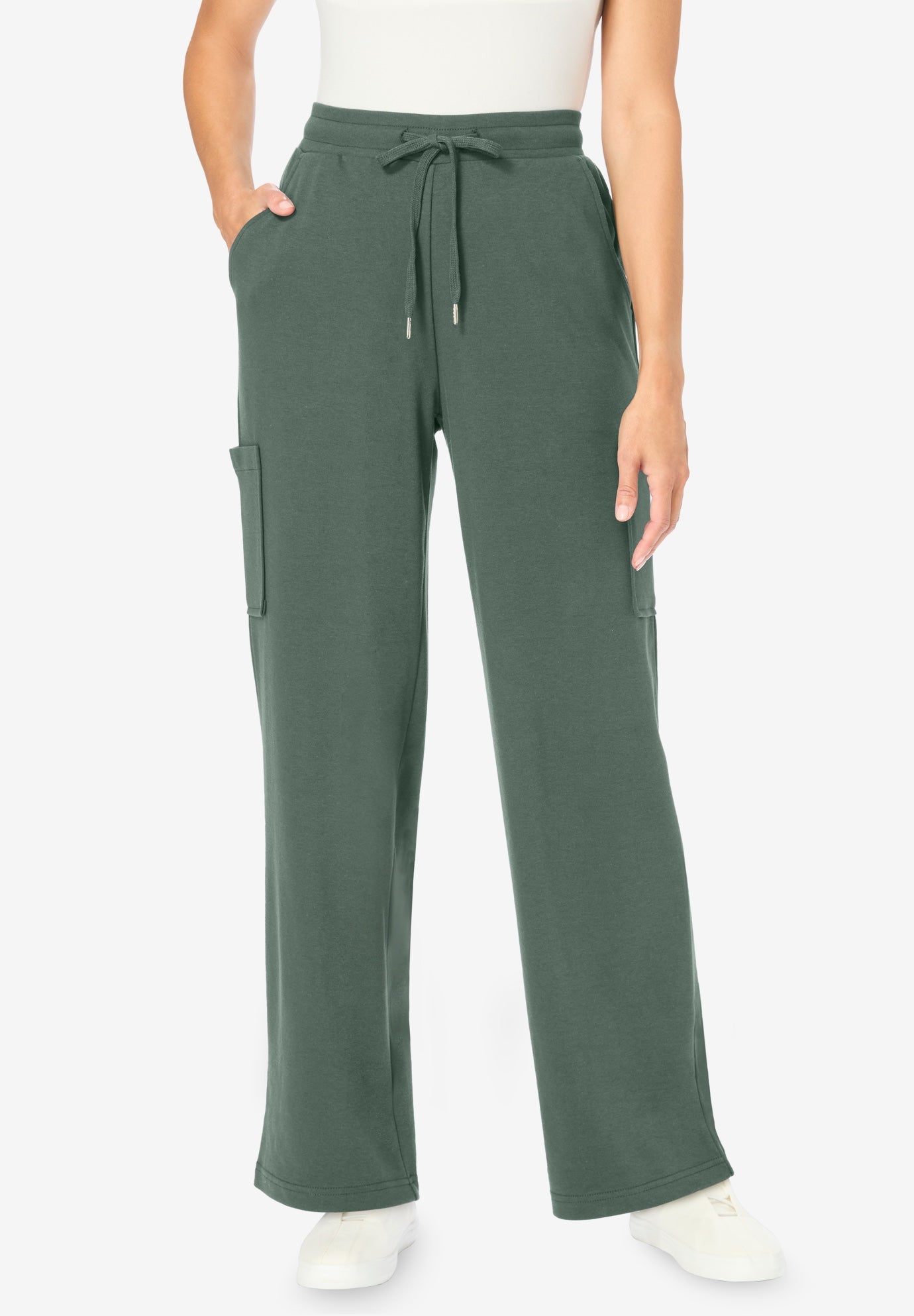 Knit Pull-On Drawstring Cargo Pants image number 0