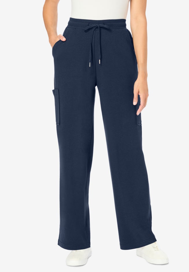 Knit Pull-On Drawstring Cargo Pants image number 0