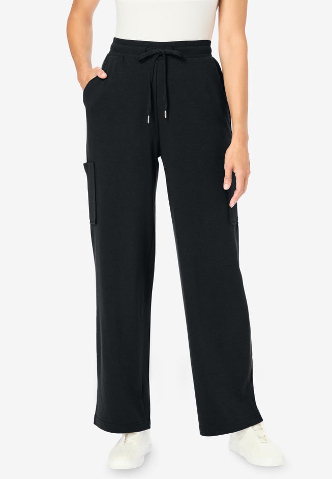 Knit Pull-On Drawstring Cargo Pants image number 0