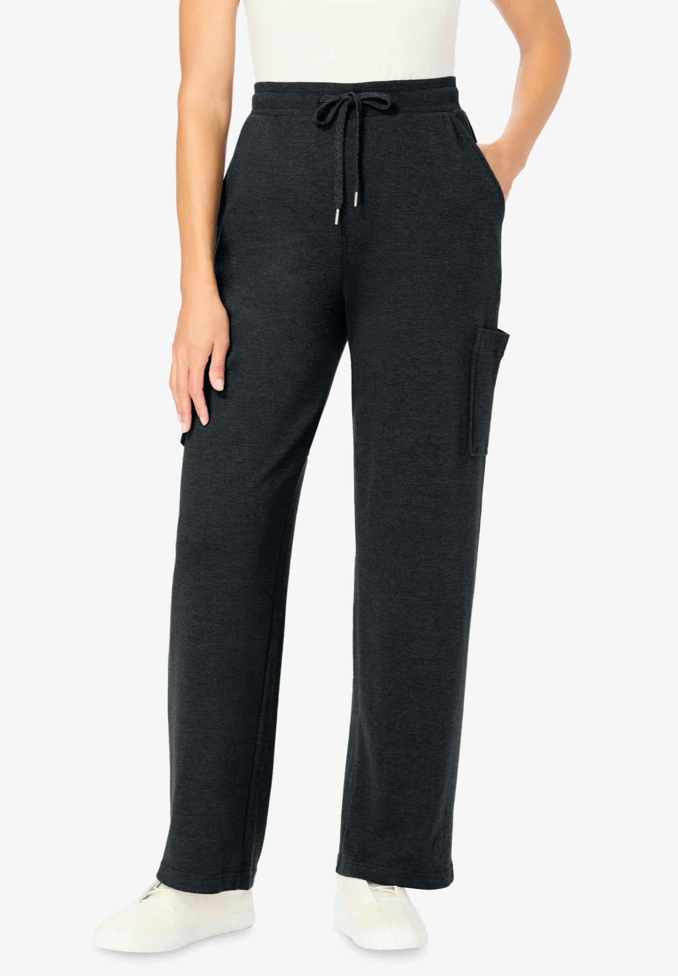 Knit Pull-On Drawstring Cargo Pants image number 0