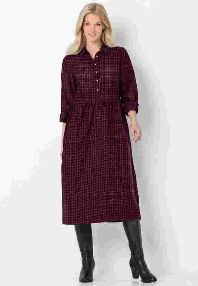Plaid flannel A-line shirtdress image number 3