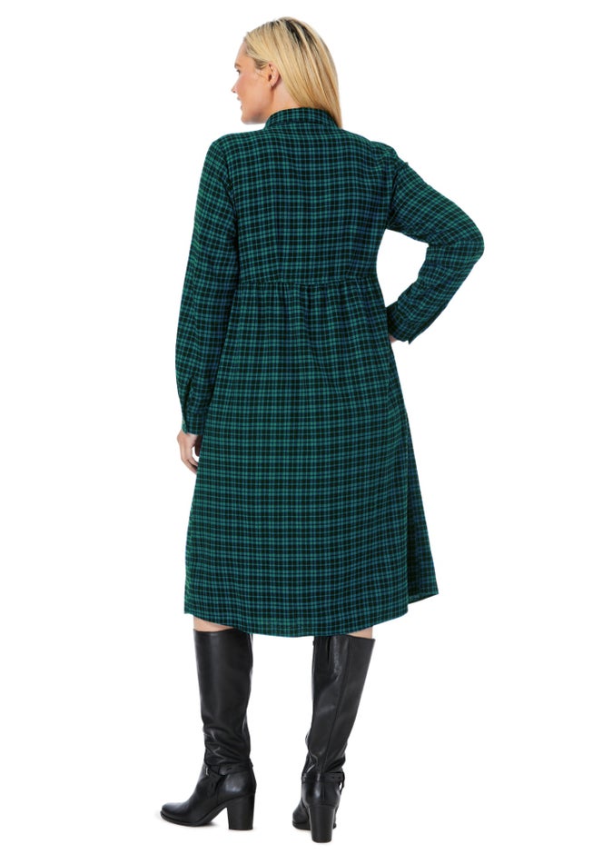 Plaid flannel A-line shirtdress image number 1