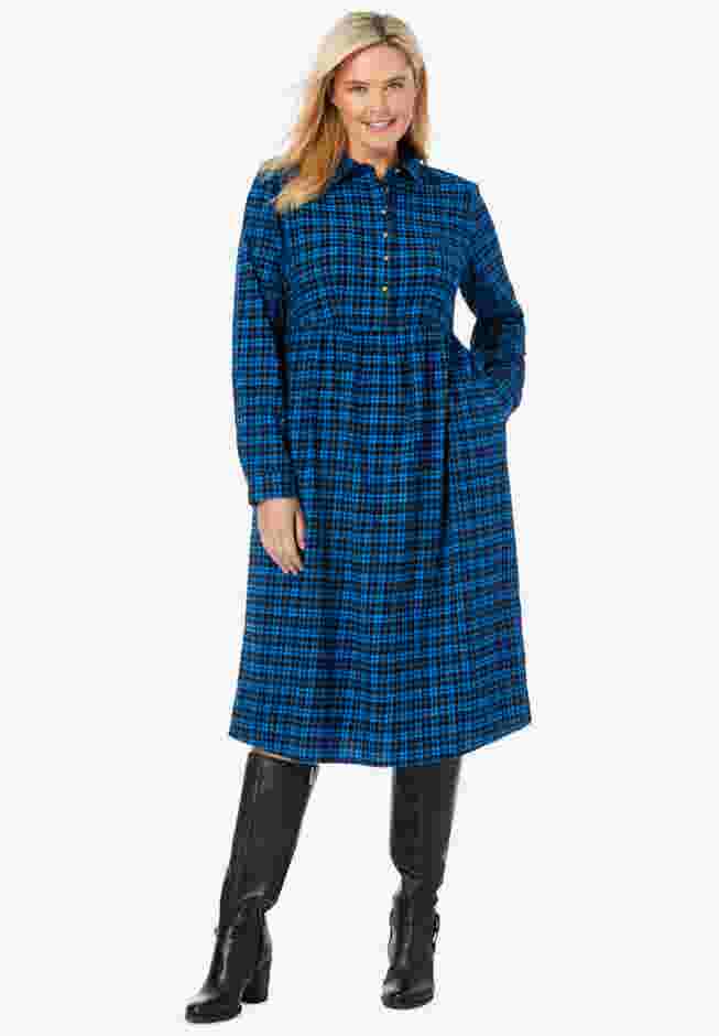 Plaid flannel A-line shirtdress image number 0
