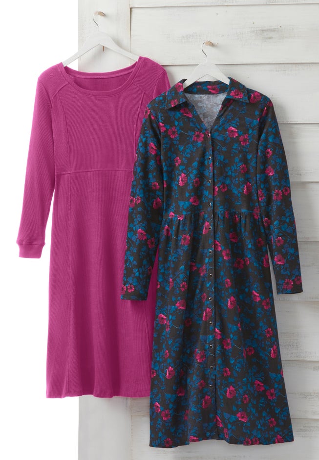 Thermal Knit A-Line Dress with Side Pockets, Medium Heather Grey | Woman Within Thermal Knit A-Line Dress with Side Pockets, Medium Heather Grey | Woman Within