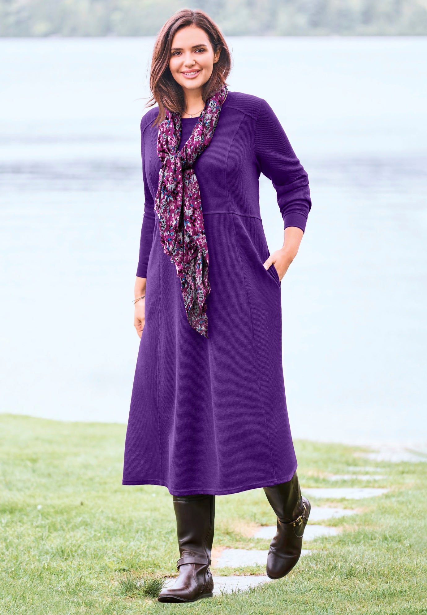 Thermal Knit A-Line Dress image number 0