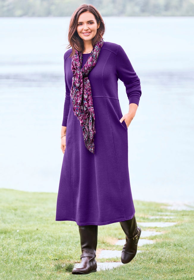 Thermal Knit A-Line Dress image number 0