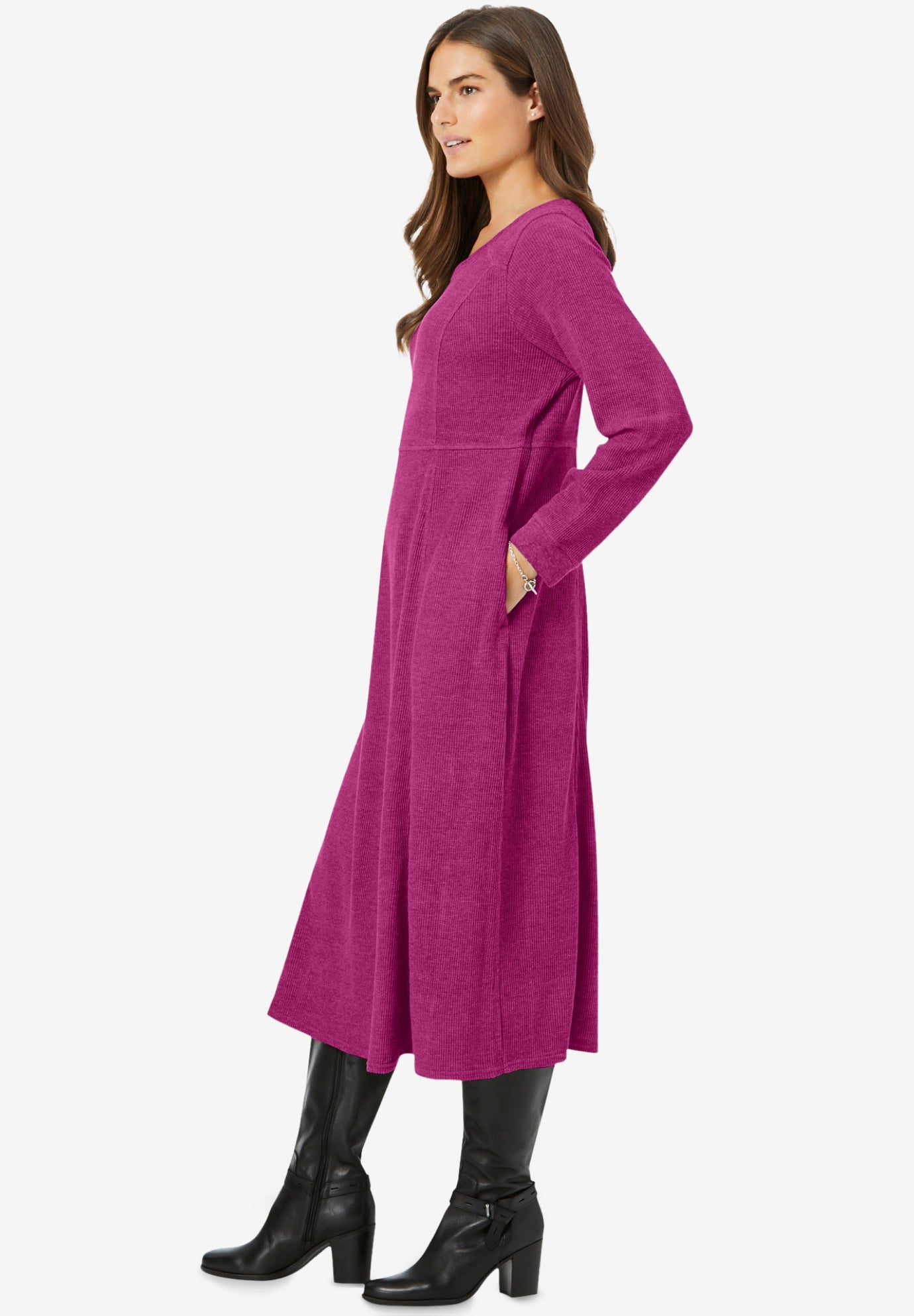 Thermal Knit A-Line Dress image number 2