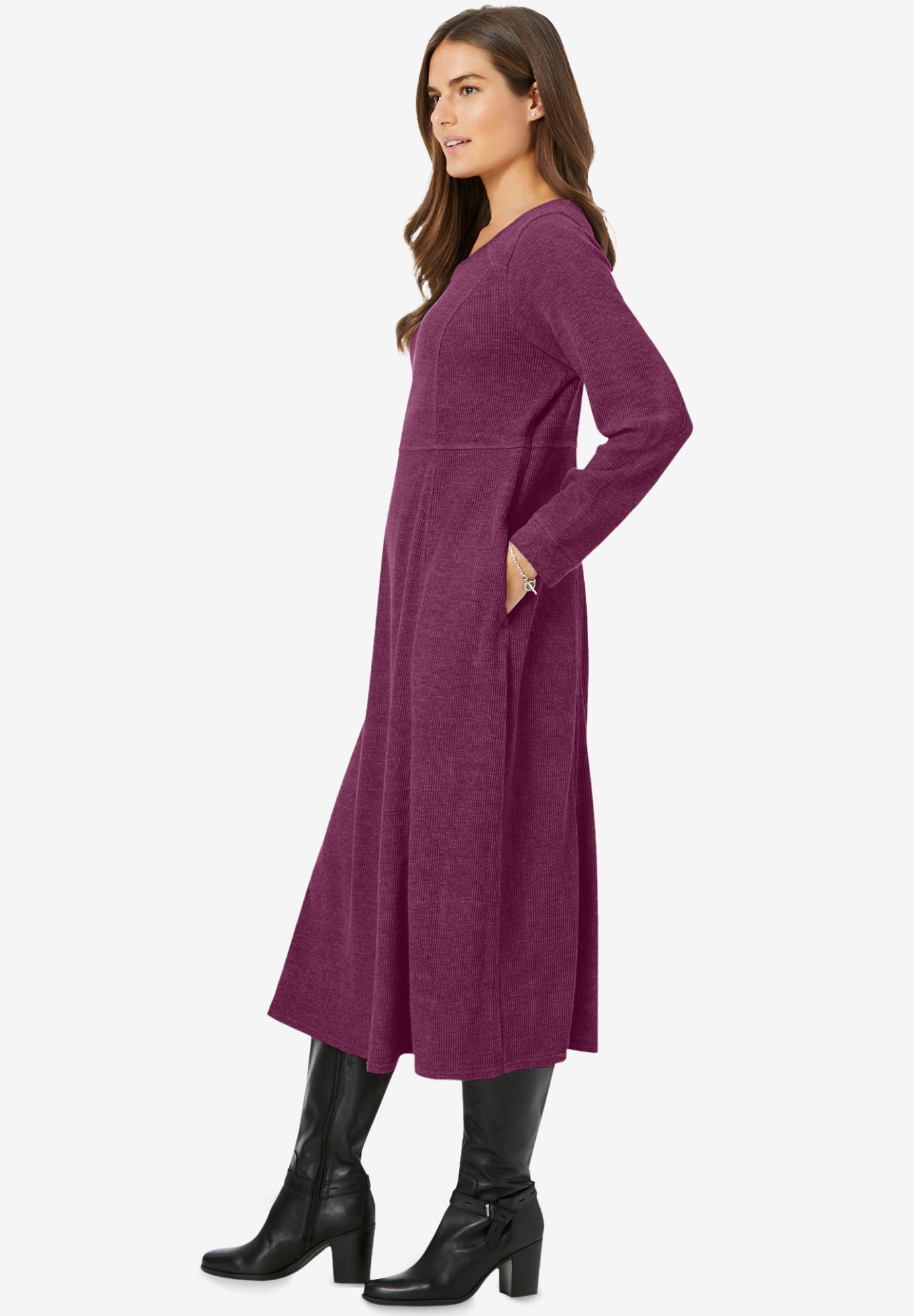 Thermal Knit A-Line Dress image number 2