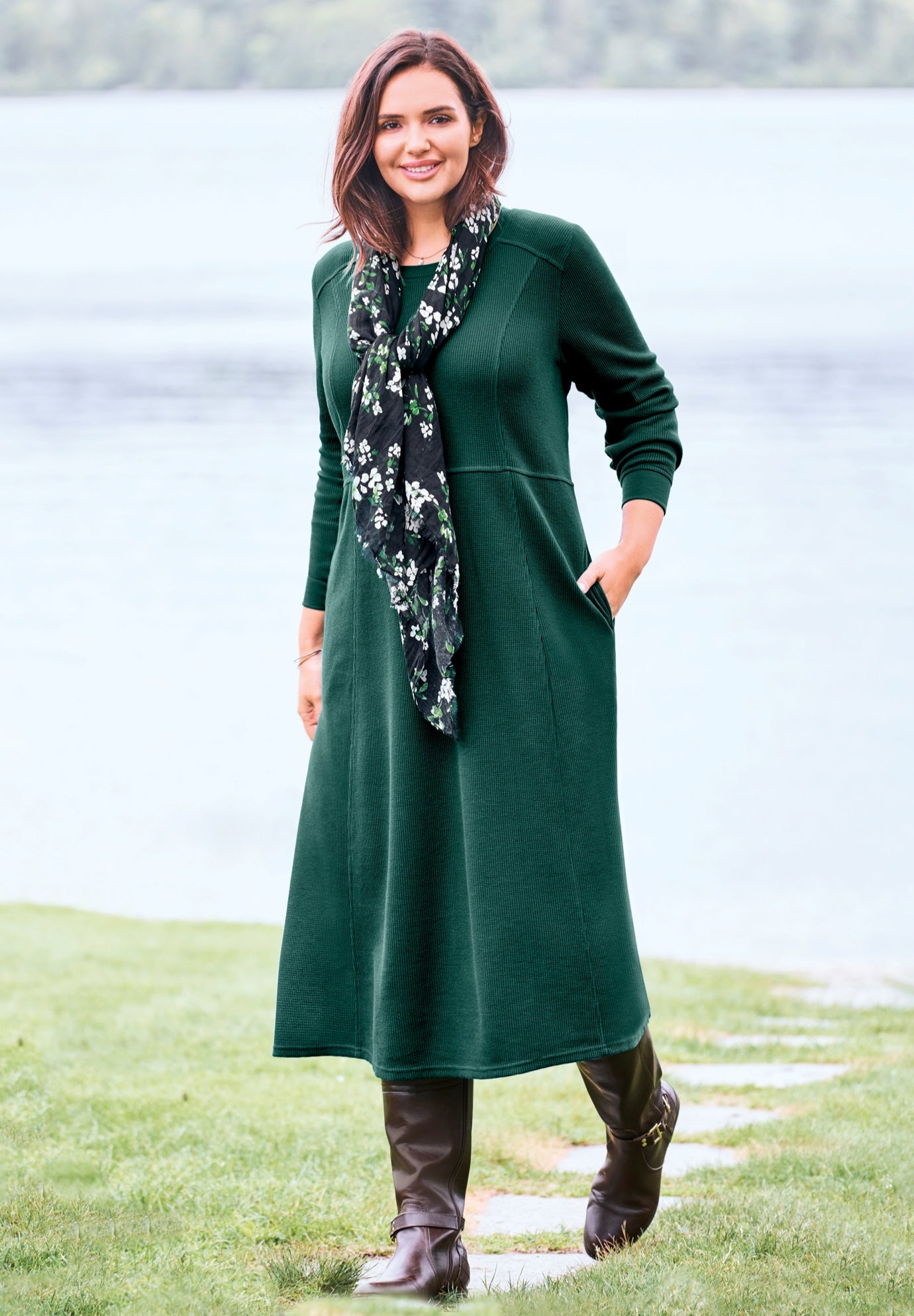 Thermal Knit A-Line Dress image number 0