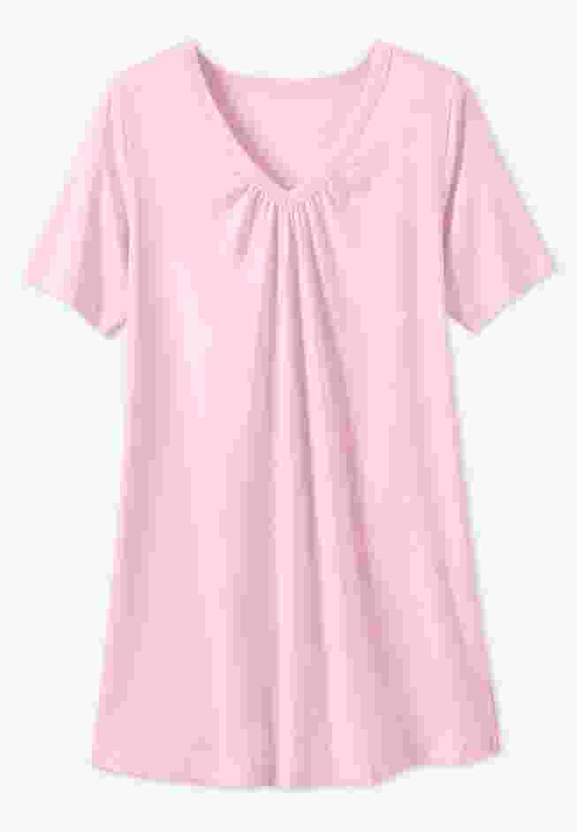 Perfect Printed Short-Sleeve Shirred V-Neck Tunic image number 5