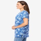 Perfect Printed Short-Sleeve Shirred V-Neck Tunic image number null
