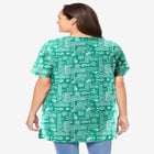 Perfect Printed Short-Sleeve Shirred V-Neck Tunic image number null