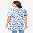 Perfect Printed Short-Sleeve Shirred V-Neck Tunic image number null