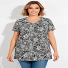 Perfect Printed Short-Sleeve Shirred V-Neck Tunic image number null