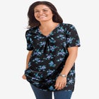 Perfect Printed Short-Sleeve Shirred V-Neck Tunic image number null