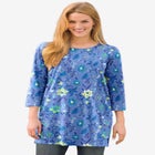 Perfect Printed Three-Quarter-Sleeve Scoopneck Tunic image number null