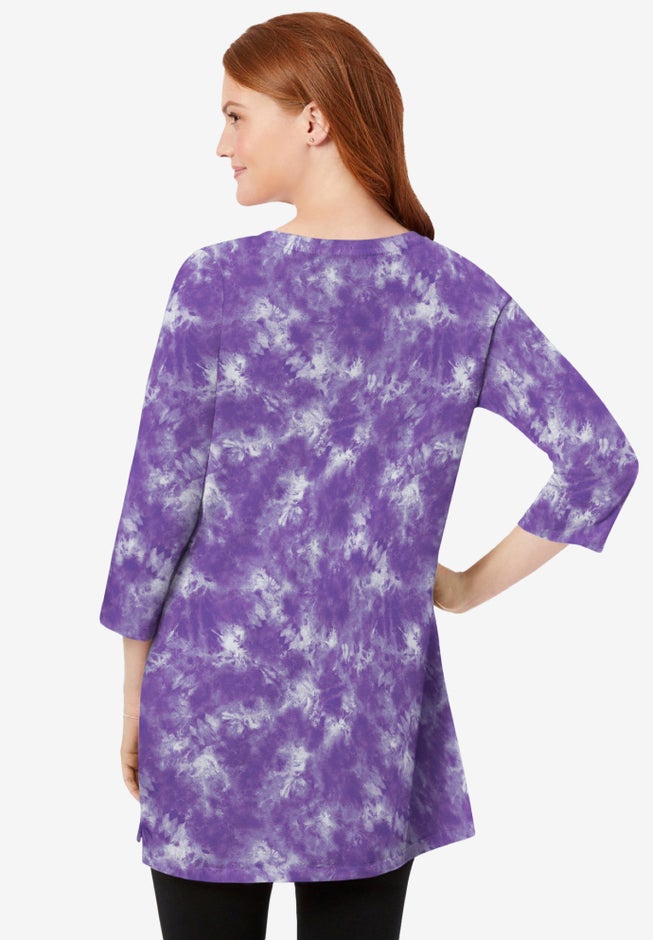 Perfect Printed Three-Quarter-Sleeve Scoopneck Tunic image number 1
