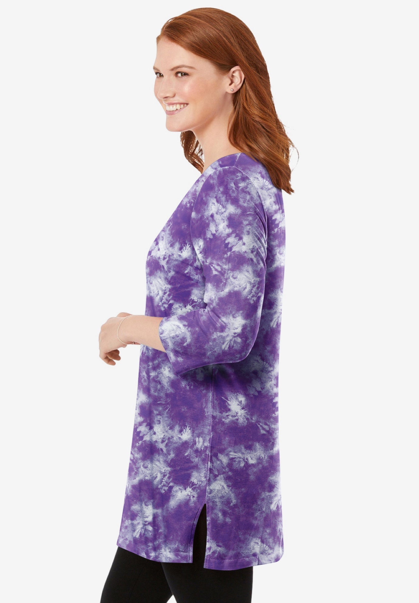 Perfect Printed Three-Quarter-Sleeve Scoopneck Tunic image number 2