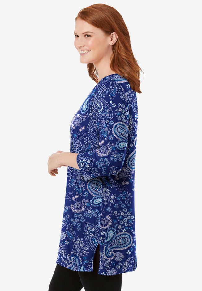 Perfect Printed Three-Quarter-Sleeve Scoopneck Tunic image number 2