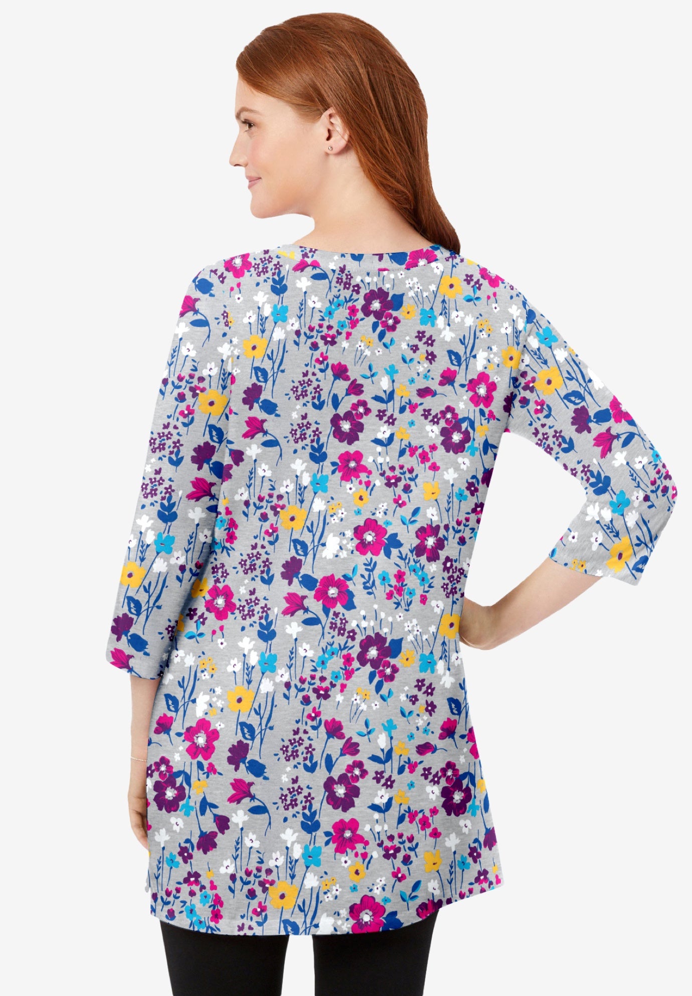 Perfect Printed Three-Quarter-Sleeve Scoopneck Tunic image number 1