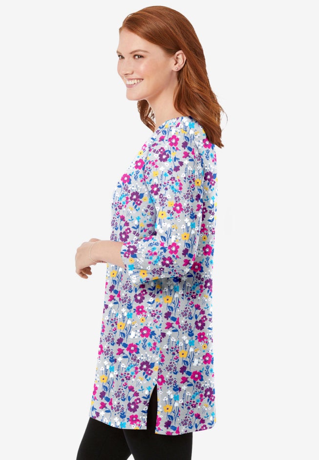 Perfect Printed Three-Quarter-Sleeve Scoopneck Tunic image number 2