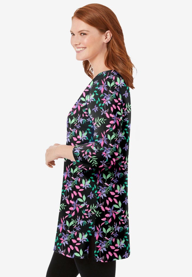 Perfect Printed Three-Quarter-Sleeve Scoopneck Tunic image number 2