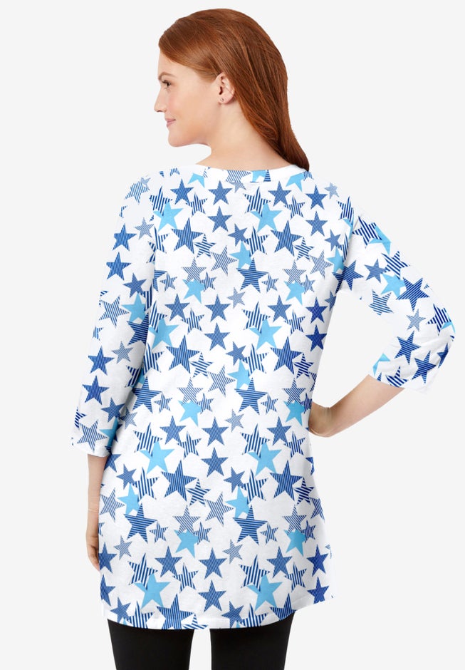 Perfect Printed Three-Quarter-Sleeve Scoopneck Tunic image number 1