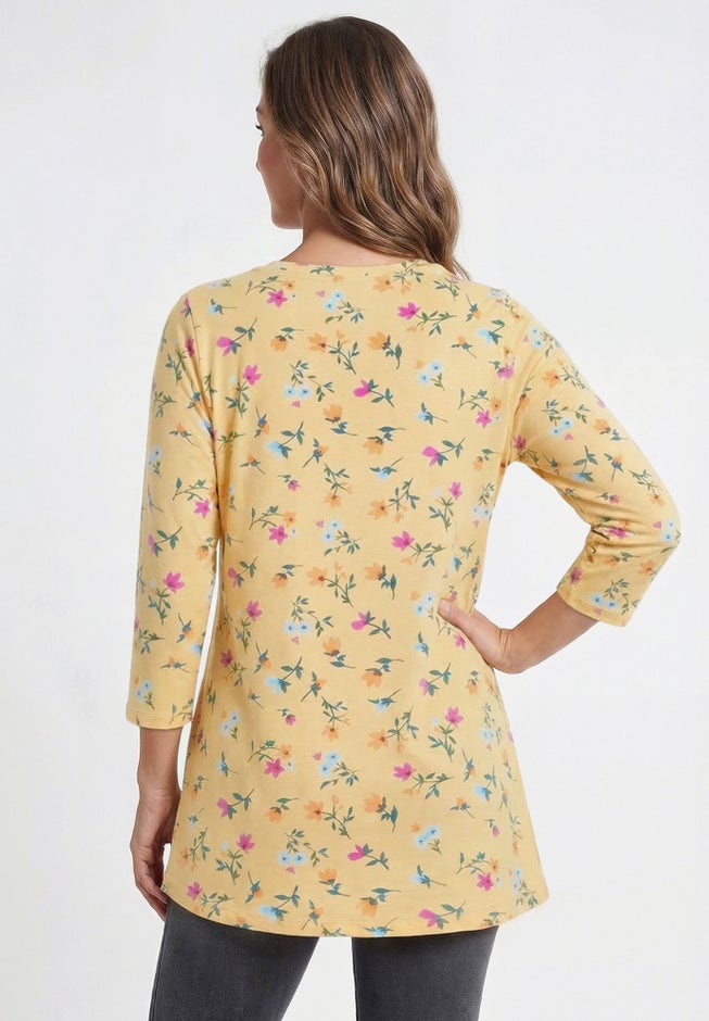 Perfect Printed Three-Quarter-Sleeve Scoopneck Tunic image number 1