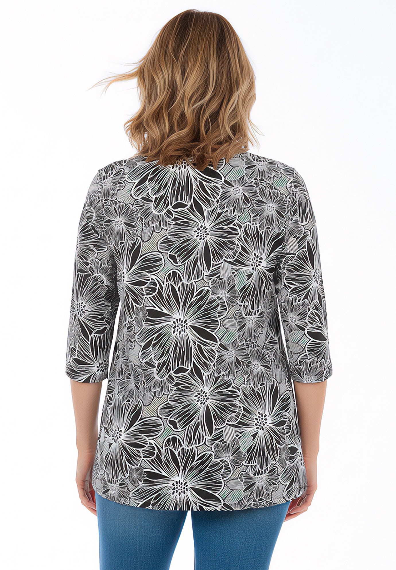 Perfect Printed Three-Quarter-Sleeve Scoopneck Tunic image number 1