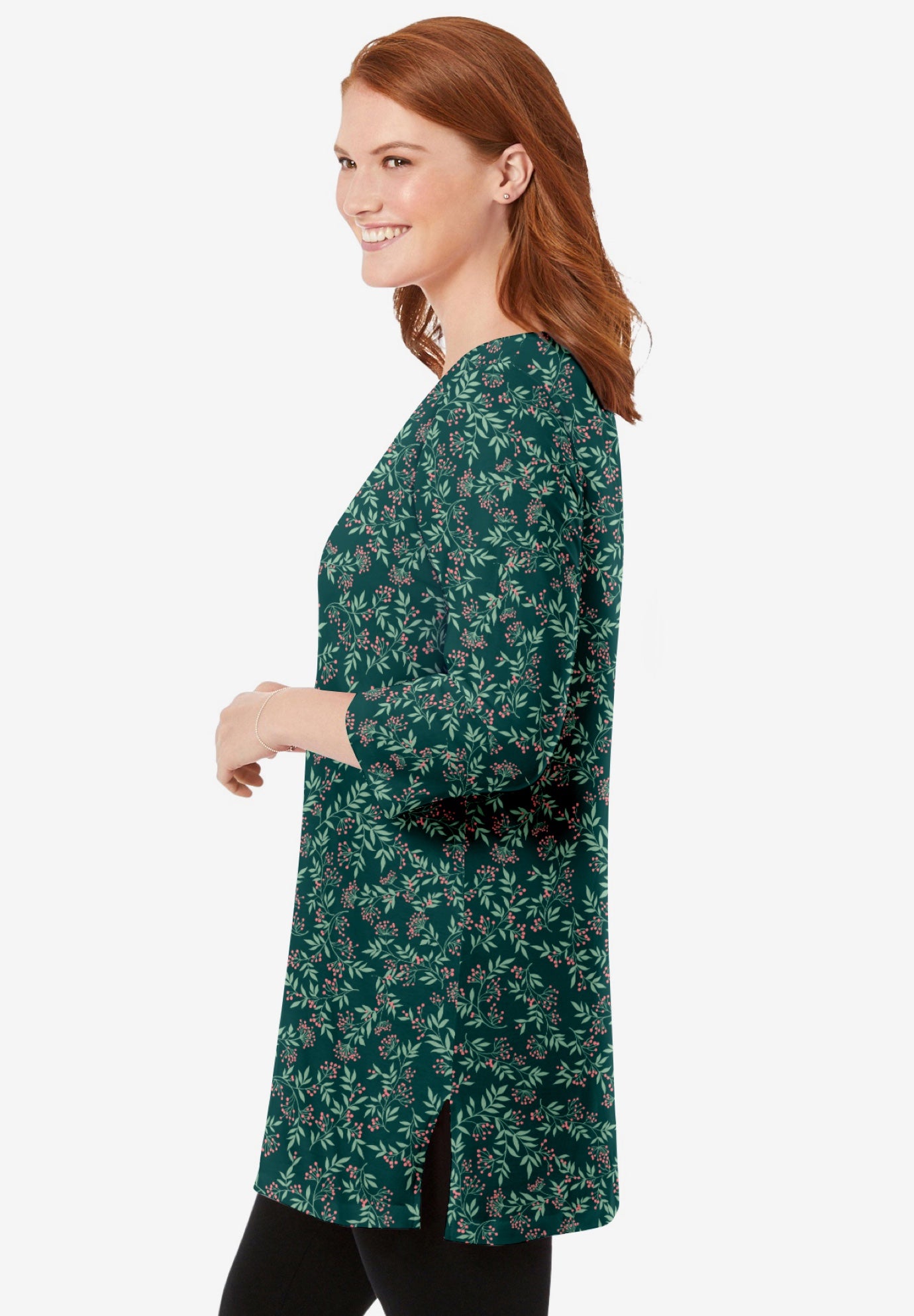 Perfect Printed Three-Quarter-Sleeve Scoopneck Tunic image number 2