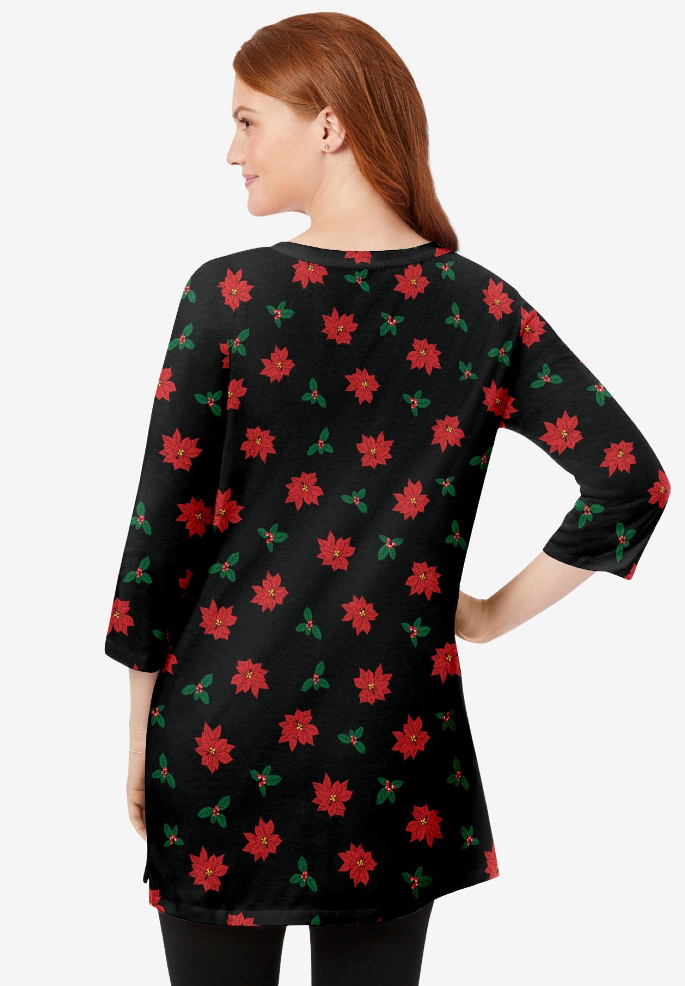 Perfect Printed Three-Quarter-Sleeve Scoopneck Tunic image number 1
