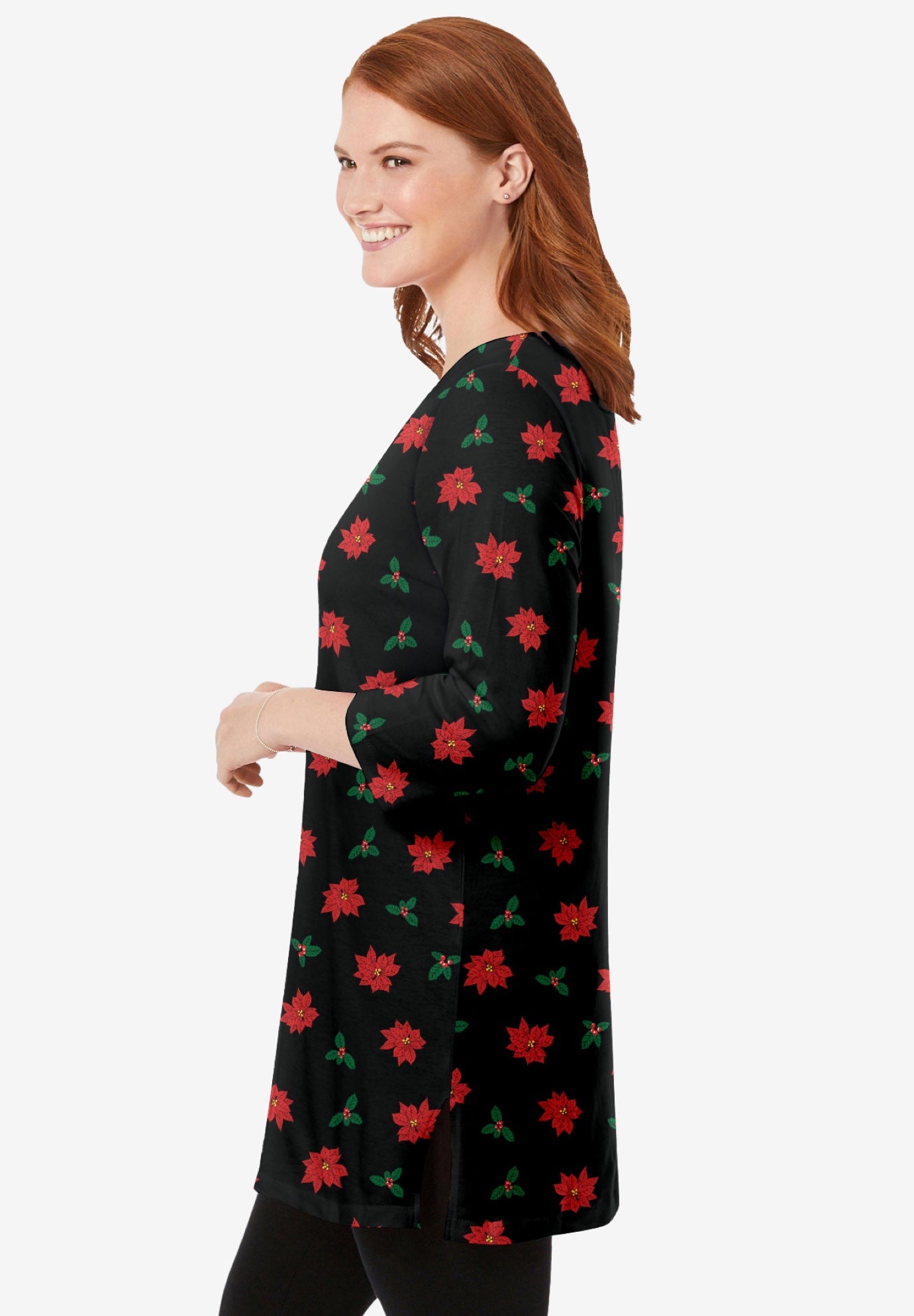 Perfect Printed Three-Quarter-Sleeve Scoopneck Tunic image number 2