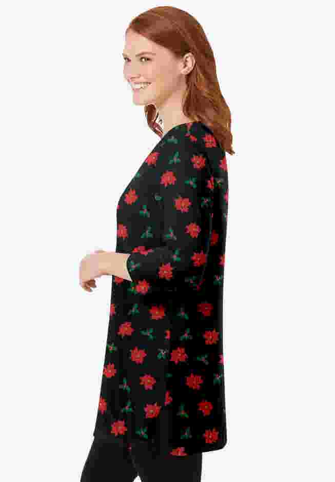 Perfect Printed Three-Quarter-Sleeve Scoopneck Tunic image number 2