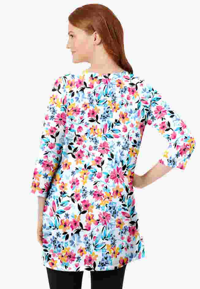 Perfect Printed Three-Quarter-Sleeve Scoopneck Tunic image number 1