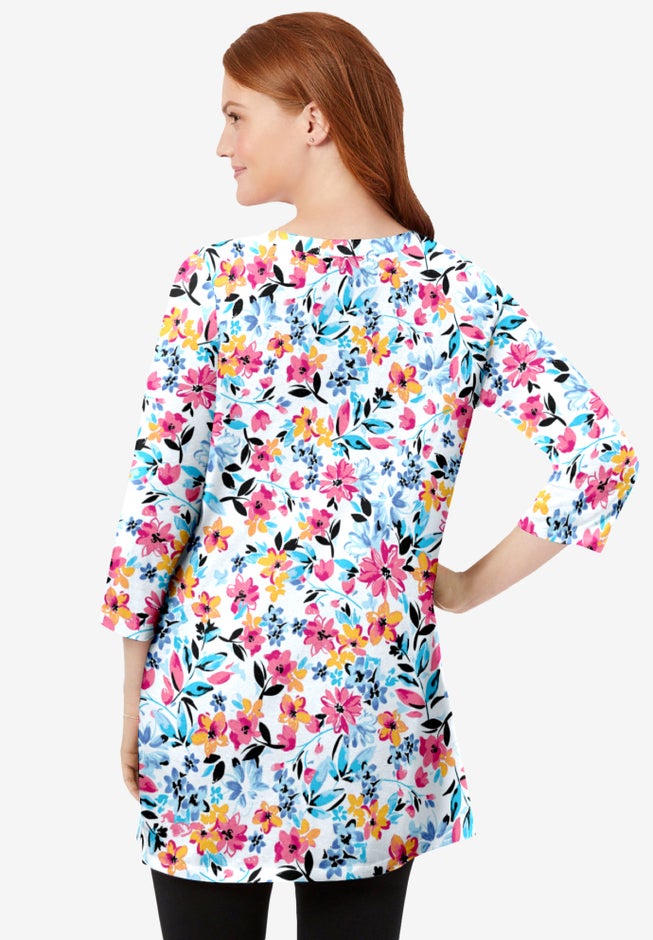 Perfect Printed Three-Quarter-Sleeve Scoopneck Tunic image number 1