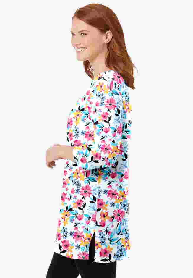 Perfect Printed Three-Quarter-Sleeve Scoopneck Tunic image number 2