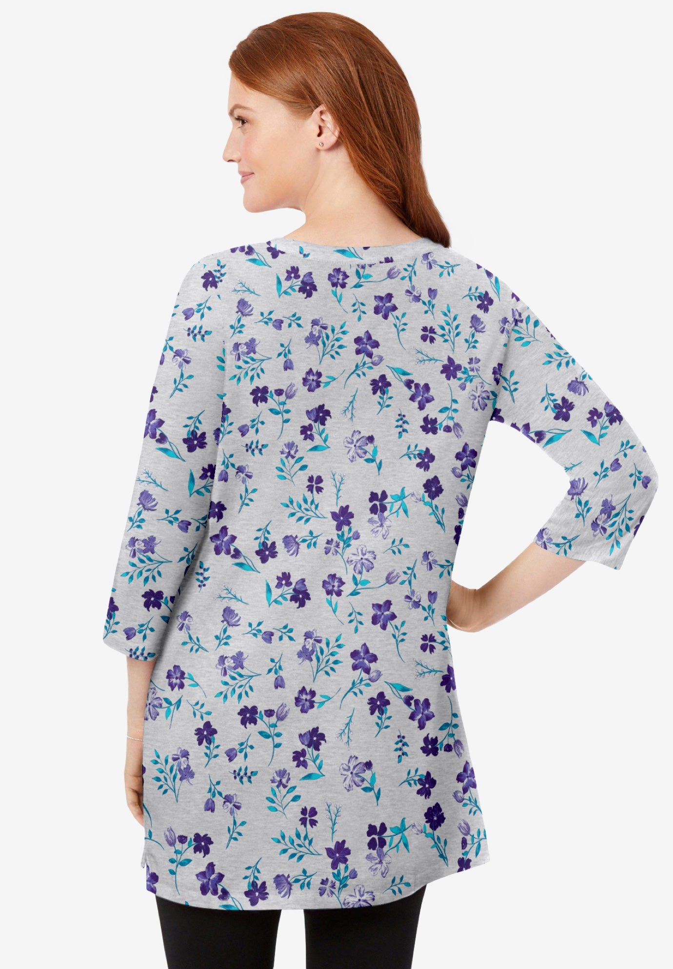 Perfect Printed Three-Quarter-Sleeve Scoopneck Tunic image number 1