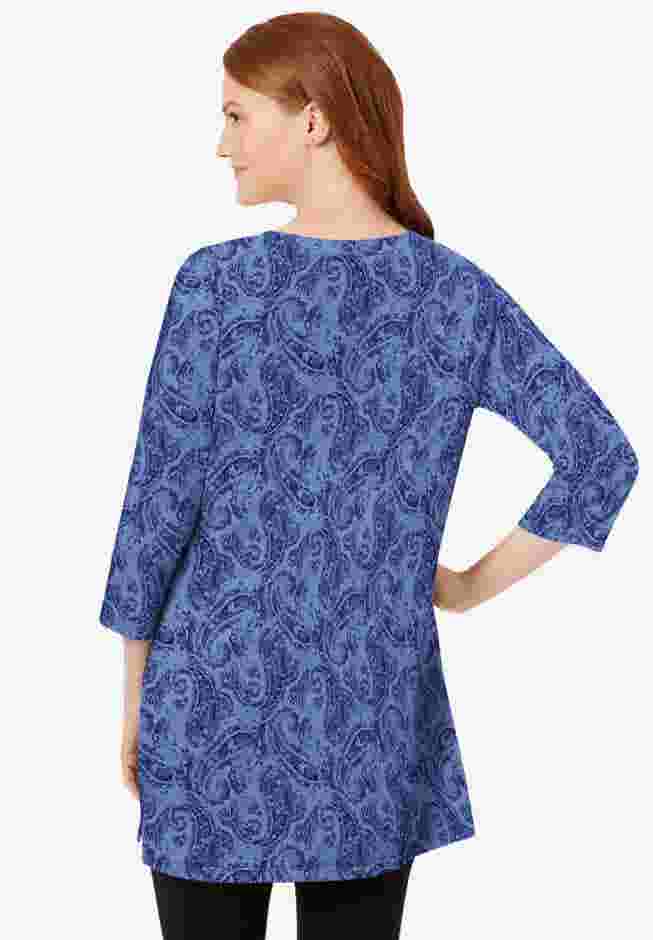 Perfect Printed Three-Quarter-Sleeve Scoopneck Tunic image number 1