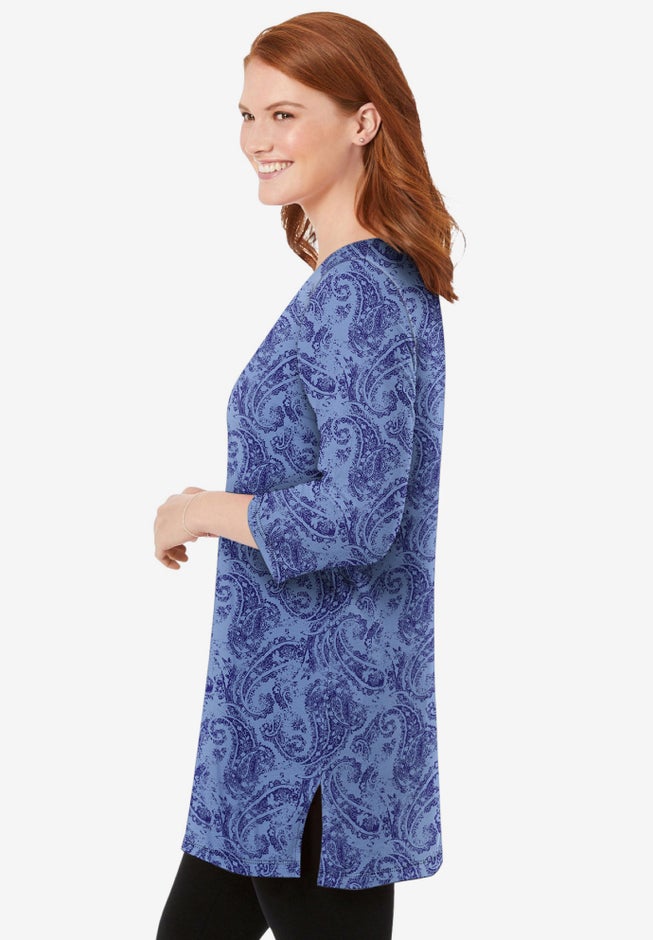 Perfect Printed Three-Quarter-Sleeve Scoopneck Tunic image number 2