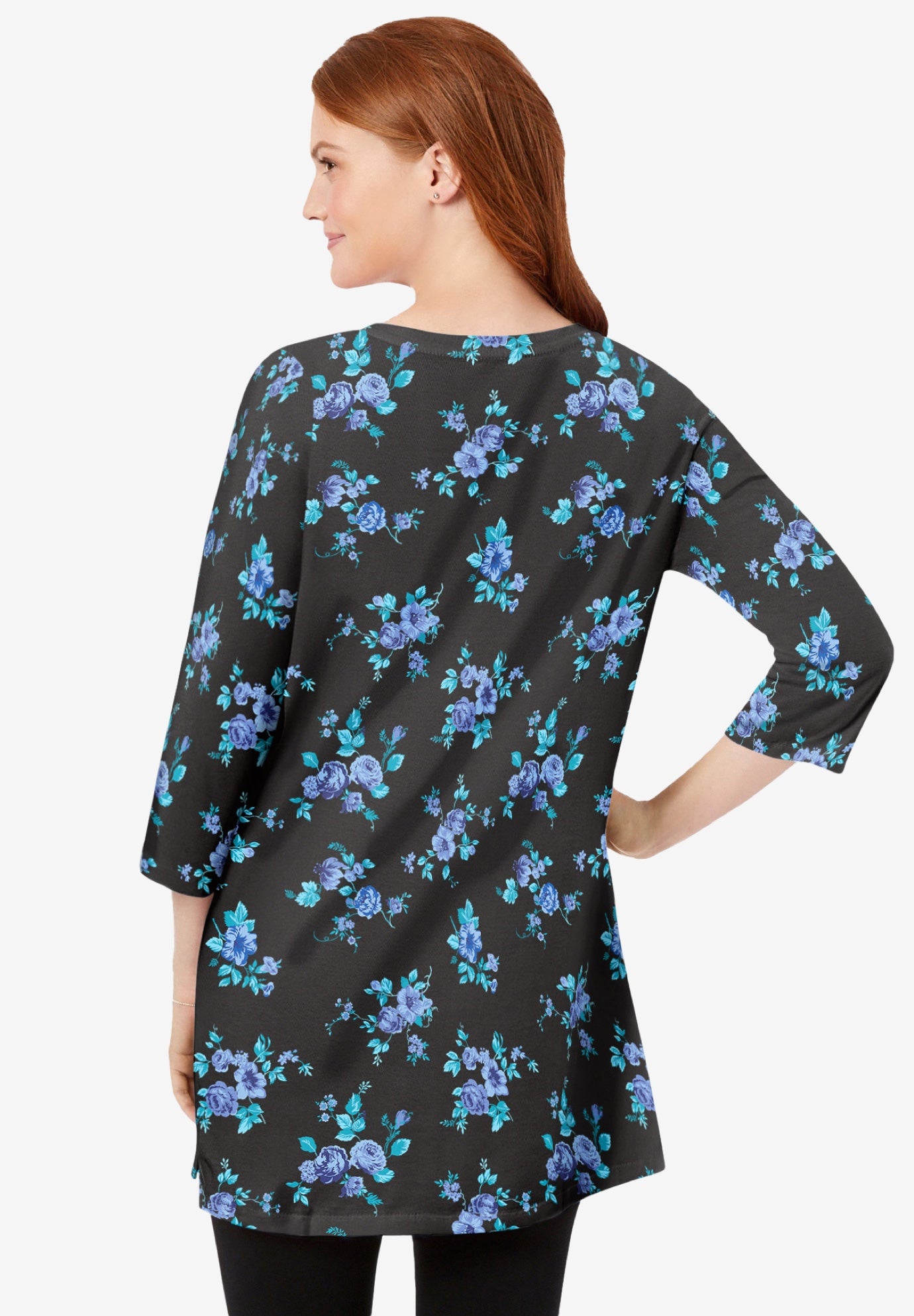 Perfect Printed Three-Quarter-Sleeve Scoopneck Tunic image number 1