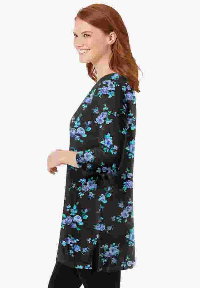 Perfect Printed Three-Quarter-Sleeve Scoopneck Tunic image number 2