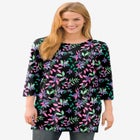 Perfect Printed Three-Quarter-Sleeve Scoopneck Tunic image number null
