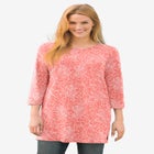 Perfect Printed Three-Quarter-Sleeve Scoopneck Tunic image number null