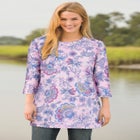 Perfect Printed Three-Quarter-Sleeve Scoopneck Tunic image number null