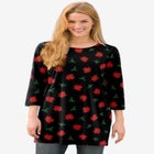 Perfect Printed Three-Quarter-Sleeve Scoopneck Tunic image number null