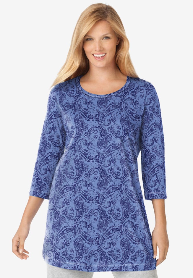 Perfect Printed Three-Quarter-Sleeve Scoopneck Tunic image number 0