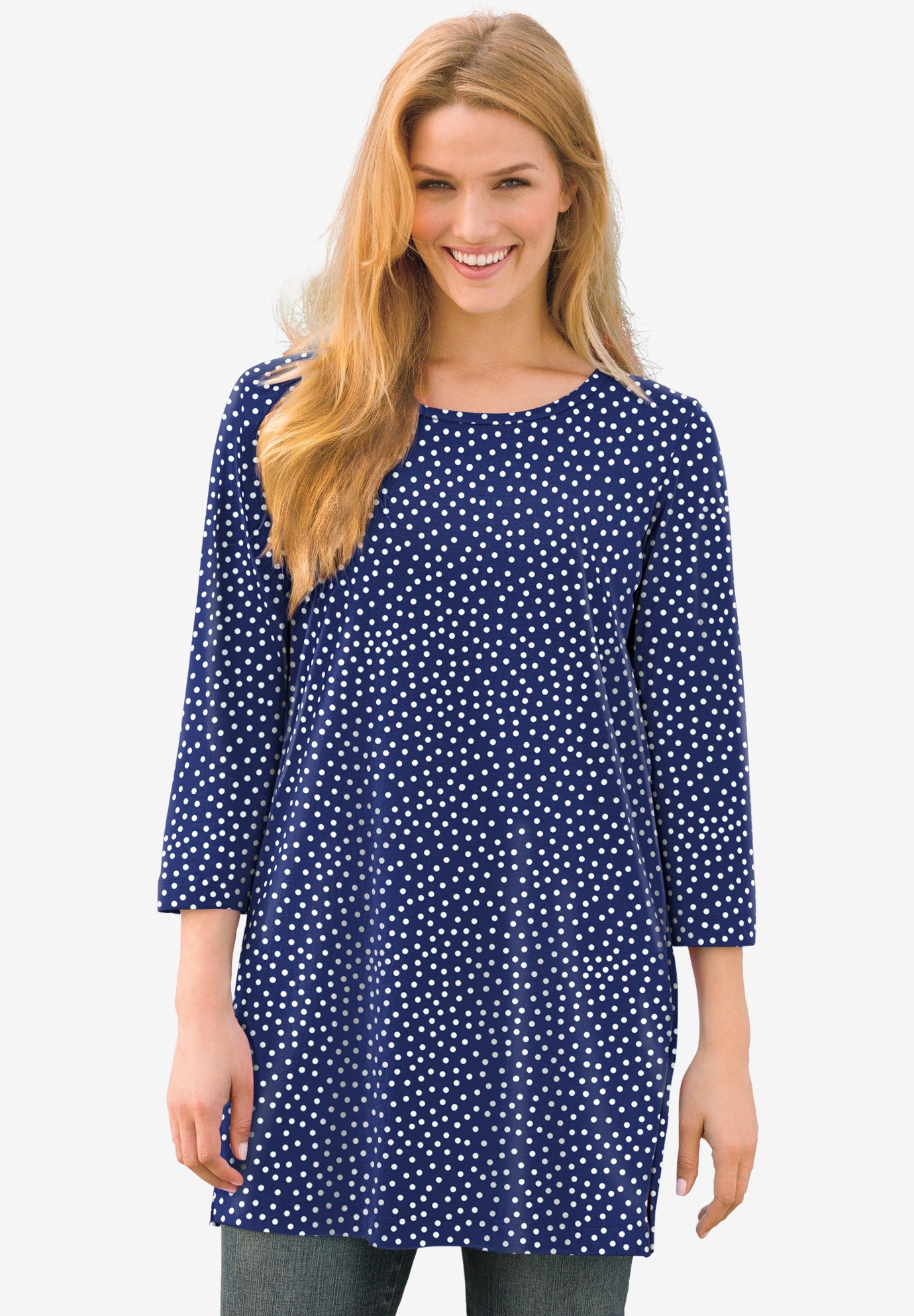 Perfect Printed Three-Quarter-Sleeve Scoopneck Tunic image number 0
