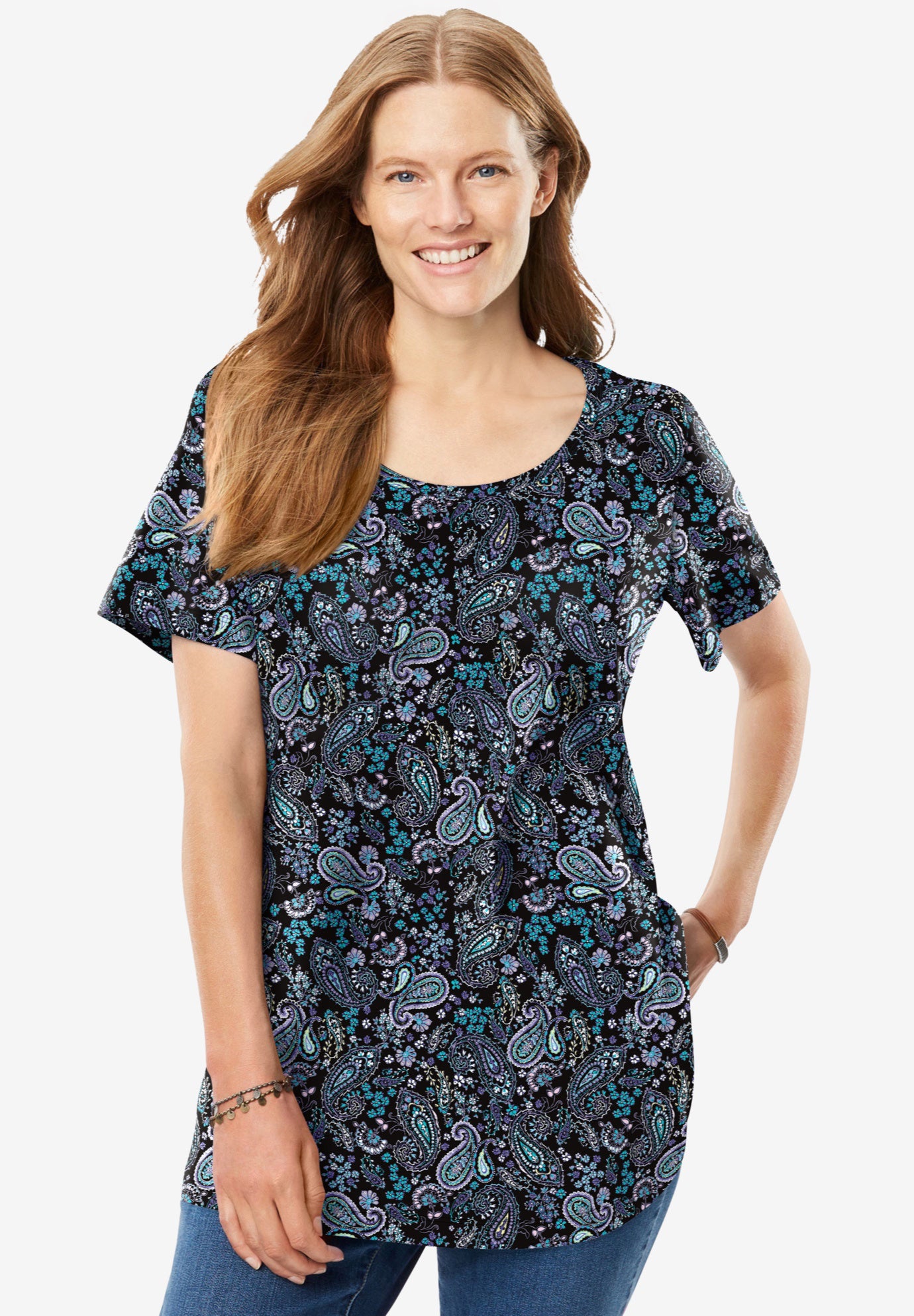 Perfect Printed Short-Sleeve Scoopneck Tee image number 3