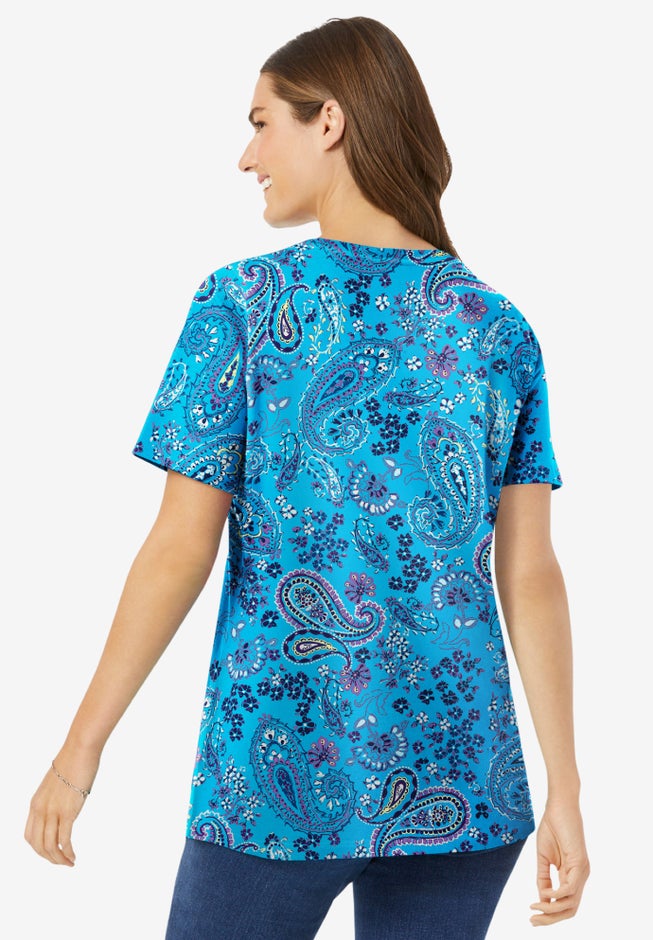 Perfect Printed Short-Sleeve Scoopneck Tee image number 1